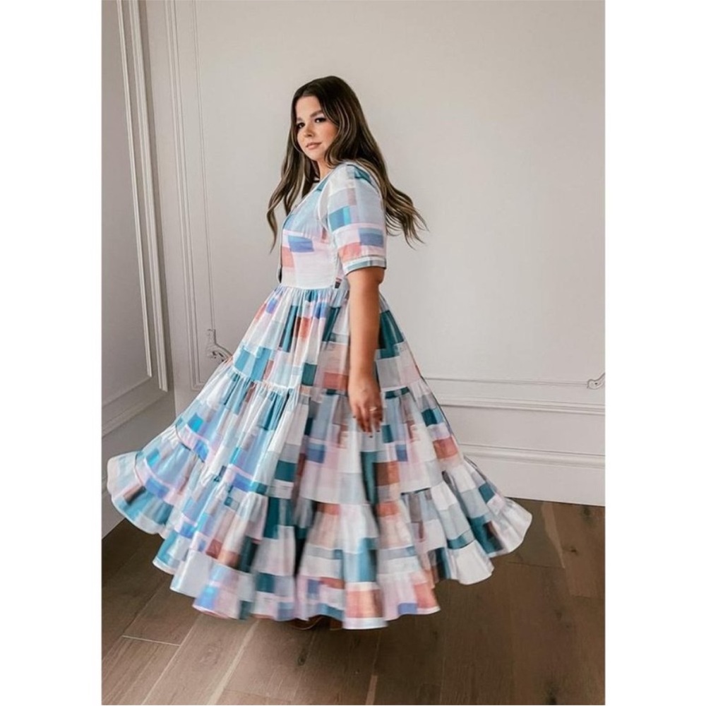 JessaKae Saddlebrook Patchwork Plaid Midi Dress w… - image 2